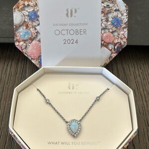 Bomb Party “Gorgeous Statement” necklace frosted fire opal on hematite plating